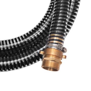 Suction Hose with Brass Connectors - 7m, 25mm Black | HipoMarket