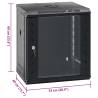 12U Wall Mounted Network Cabinet 19" IP20 - Black & Durable