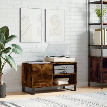 Stylish Smoked Oak Record Cabinet | 85x38x48 cm