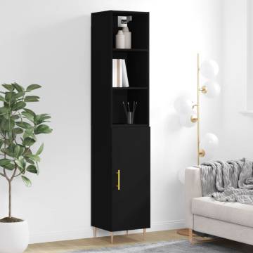 Stylish Highboard Black 34.5x34x180 cm | HipoMarket