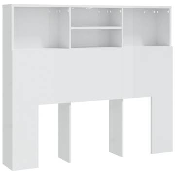 High Gloss White Headboard Cabinet - Stylish Bedroom Storage