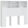 High Gloss White Headboard Cabinet - Stylish Bedroom Storage