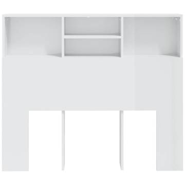 High Gloss White Headboard Cabinet - Stylish Bedroom Storage