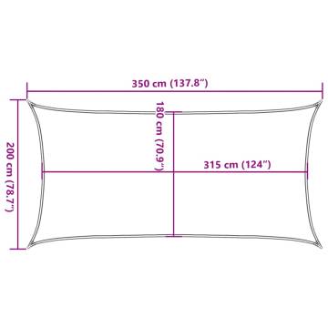 Sunshade Sail 160 gm² Rectangular Sand 2x3.5m - HDPE