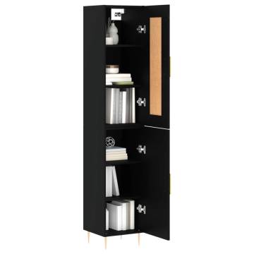 Stylish Highboard Black 34.5x34x180 cm - Hipomarket