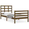 Honey Brown Bed Frame with Headboard - Solid Wood 90x200 cm