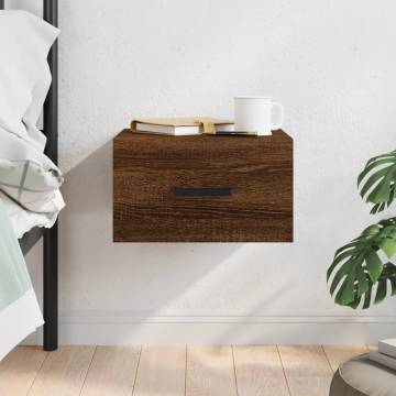 Wall-Mounted Bedside Cabinet - Brown Oak 35x35x20 cm