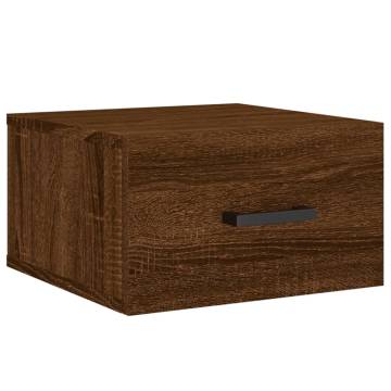 Wall-Mounted Bedside Cabinet - Brown Oak 35x35x20 cm