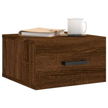 Wall-Mounted Bedside Cabinet - Brown Oak 35x35x20 cm