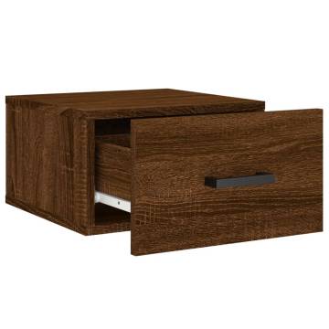 Wall-Mounted Bedside Cabinet - Brown Oak 35x35x20 cm