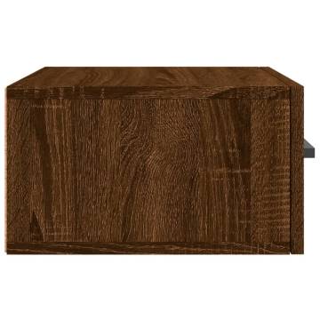 Wall-Mounted Bedside Cabinet - Brown Oak 35x35x20 cm