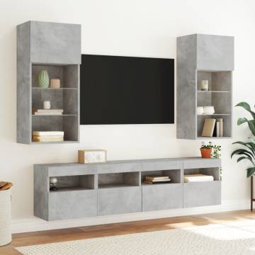 5 Piece TV Wall Units with LED - Concrete Grey | HipoMarket