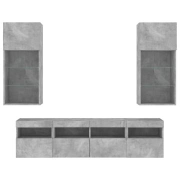 5 Piece TV Wall Units with LED - Concrete Grey | HipoMarket