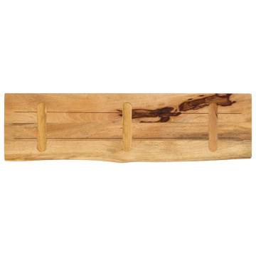 Live Edge Solid Mango Wood Table Top - 100x20x3.8 cm