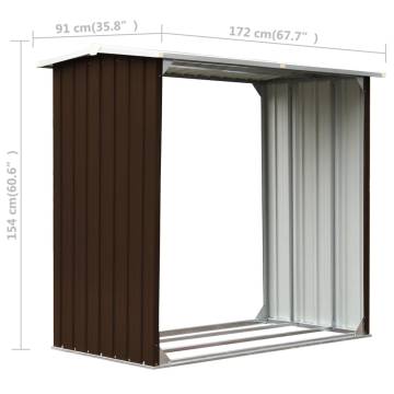 Galvanised Steel Log Storage Shed - 172x91x154 cm Brown