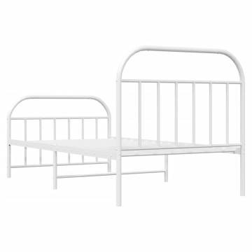 Elegant White Metal Bed Frame with Headboard & Footboard | 107x203 cm