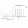 Elegant White Metal Bed Frame with Headboard & Footboard | 107x203 cm