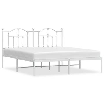 Elegant White Metal Bed Frame 180x200 cm Super King