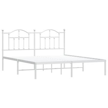 Elegant White Metal Bed Frame 180x200 cm Super King