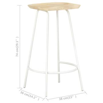 Bar Stools 2 pcs - Solid Mango Wood | Unique Home Decor