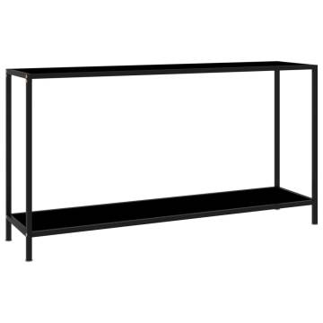 Stylish Black Console Table - Tempered Glass 140x35x75 cm