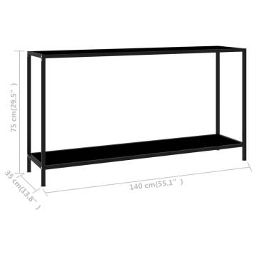 Stylish Black Console Table - Tempered Glass 140x35x75 cm