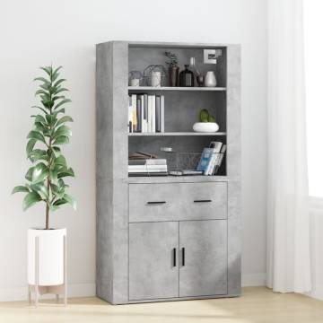 Stylish Highboard in Concrete Grey - Engineered Wood