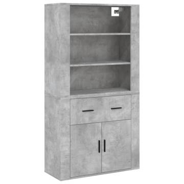 Stylish Highboard in Concrete Grey - Engineered Wood