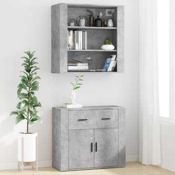 Stylish Highboard in Concrete Grey - Engineered Wood