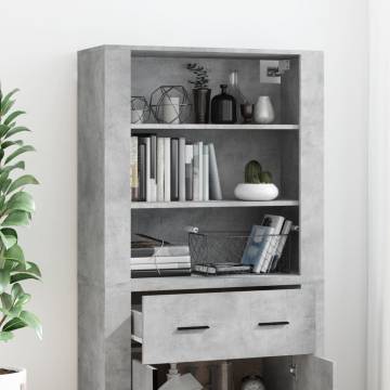 Stylish Highboard in Concrete Grey - Engineered Wood