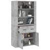 Stylish Highboard in Concrete Grey - Engineered Wood