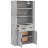 Stylish Highboard in Concrete Grey - Engineered Wood