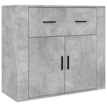 Stylish Highboard in Concrete Grey - Engineered Wood