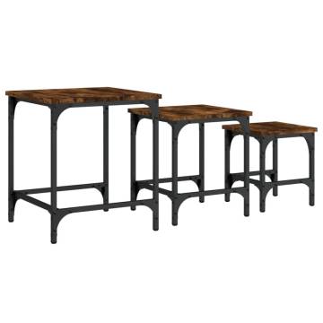 Nesting Coffee Tables Set - Smoked Oak Engineered Wood