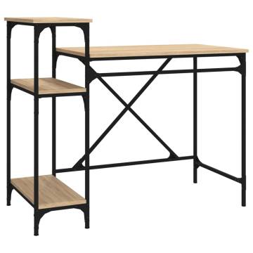 Sonoma Oak Desk with Shelves - Industrial Style Office Furniture