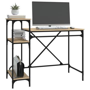 Sonoma Oak Desk with Shelves - Industrial Style Office Furniture