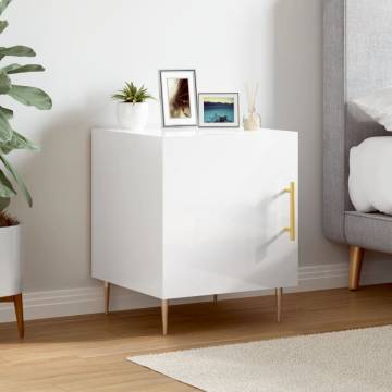 High Gloss White Bedside Cabinet - Modern Charm 40x40x50 cm