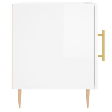 High Gloss White Bedside Cabinet - Modern Charm 40x40x50 cm