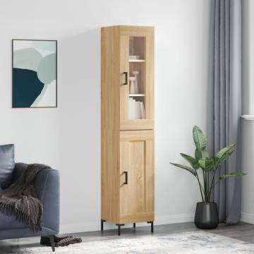 Stylish Highboard in Sonoma Oak - 34.5x34x180 cm