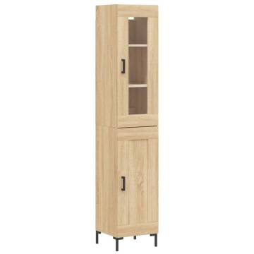 Stylish Highboard in Sonoma Oak - 34.5x34x180 cm