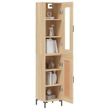 Stylish Highboard in Sonoma Oak - 34.5x34x180 cm