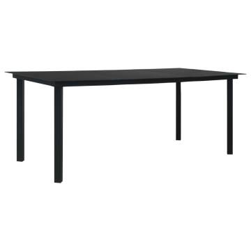 Garden Dining Table Black 190x90 cm - Steel and Glass