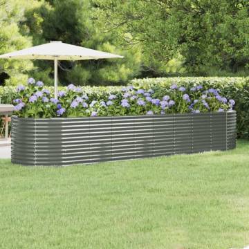 Garden Raised Bed - Powder-coated Steel 396x100x68 cm Grey