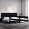 Bed Frame with Headboard Black 200x200 cm Solid Wood Colour black Size 200 x 200 cm 