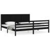 Black Bed Frame with Headboard | Solid Wood | 200x200 cm