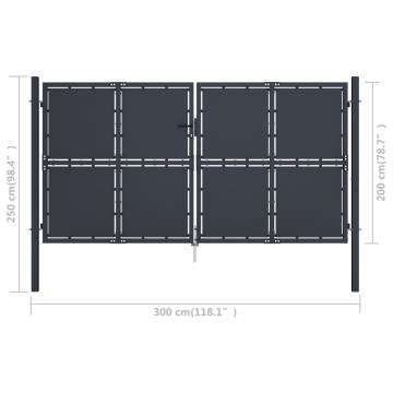 Durable Anthracite Steel Garden Gate 300x200 cm | HipoMarket