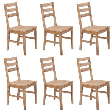 Elegant Solid Acacia Wood Dining Chairs - 6 pcs Set