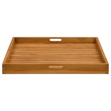 Durable Solid Teak Wood Serving Tray - 70x70 cm | Hipomarket