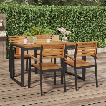 Garden Table with U-shaped Legs - Solid Acacia Wood 140x80 cm