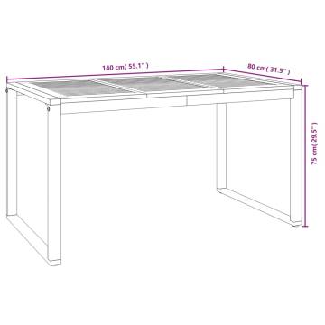 Garden Table with U-shaped Legs - Solid Acacia Wood 140x80 cm